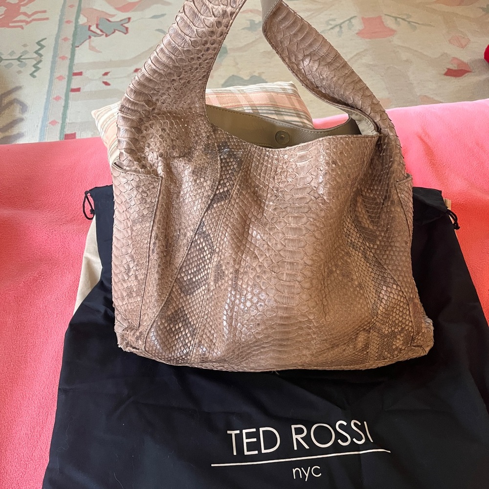 Ted Rossi Tan Python Shoulder Bag